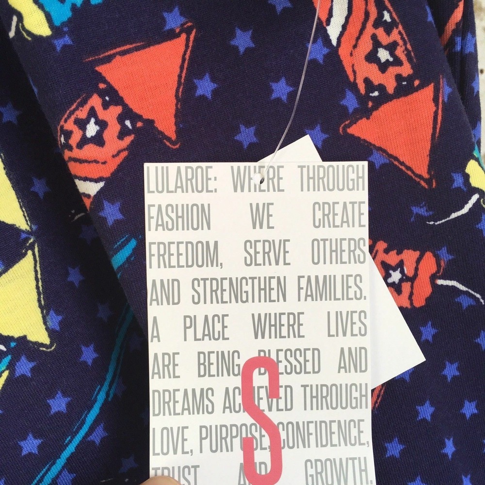 LuLaRoe Women's Size Small Americana 4th of July Fireworks Irma Hi-Low Tunic NWT - Picture 6 of 7